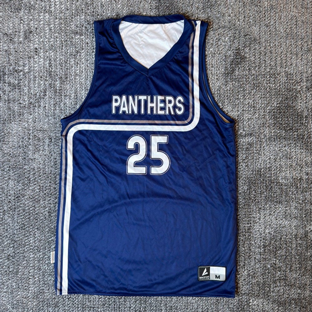 BSN Sports Panthers Basketball Jersey Reversible Navy White‎ 25 Mens Medium